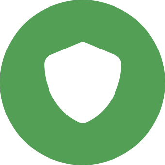 A green circle with a white shield in the middle.